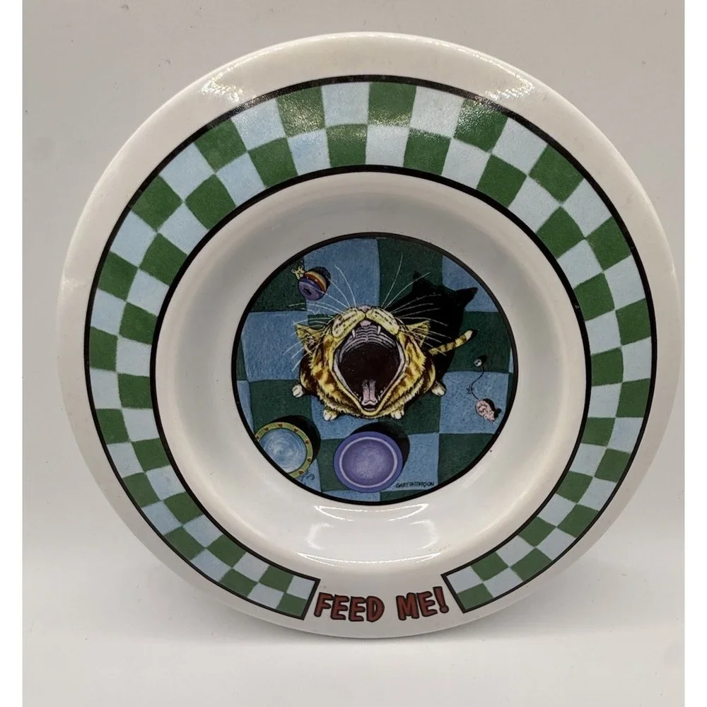 Gary Patterson Vintage Ceramic Cat Food Water Bowl 